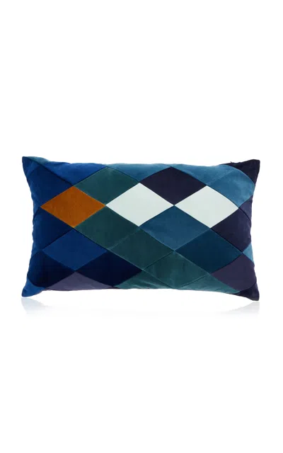 Christina Lundsteen Emma Cotton Velvet Cushion In Blue