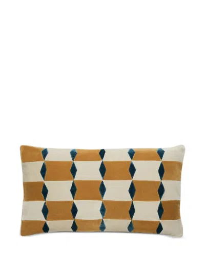 Christina Lundsteen Florence Geometric Velvet Cushion In Multi