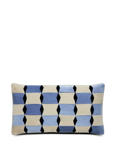 Christina Lundsteen Florence Geometric Velvet Cushion In Neutral