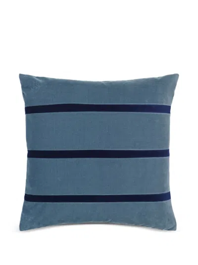 Christina Lundsteen Gemma Striped Velvet Cushion In Blue