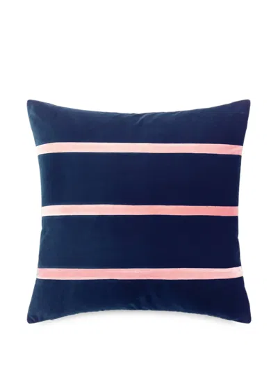 Christina Lundsteen Gemma Striped Velvet Cushion In Blue