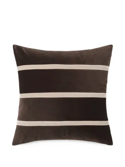 Christina Lundsteen Gemma Striped Velvet Cushion In Brown