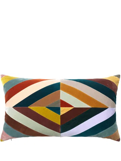 Christina Lundsteen Multicolour Patchwork Rectangular Cotton Cushion In Gelb