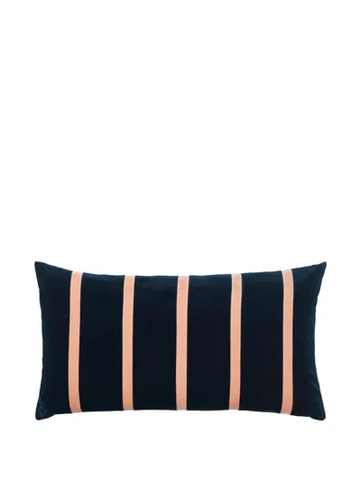 Christina Lundsteen Pippa Striped Velvet Cushion In Blue