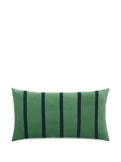 Christina Lundsteen Pippa Striped Velvet Cushion In Green