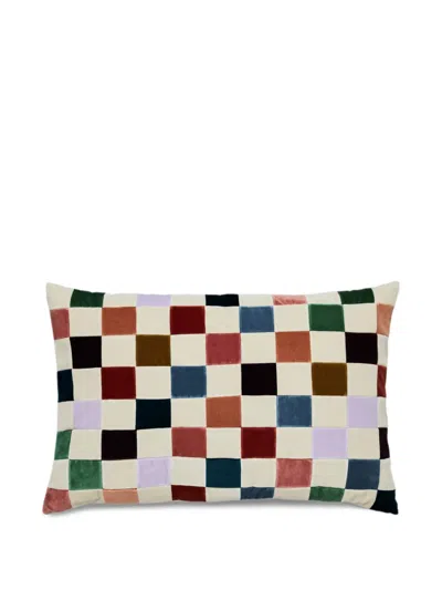 Christina Lundsteen Quinn Checkered Velvet Cushion In Multi