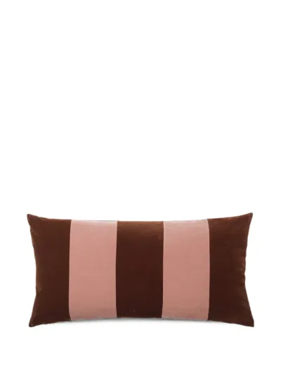 Christina Lundsteen Stripe Velvet Cushion In Brown