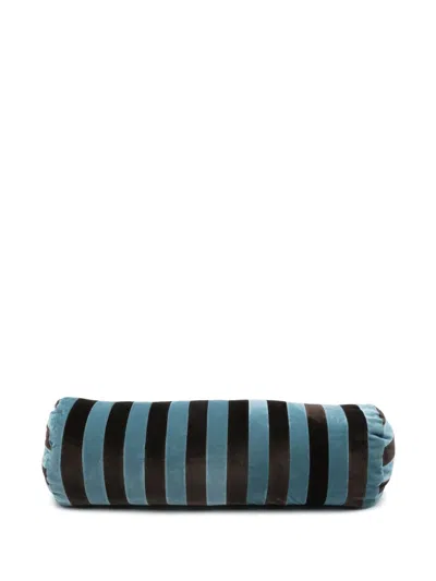 Christina Lundsteen Striped Bolster Cushion (20cm X 60cm) In Blue