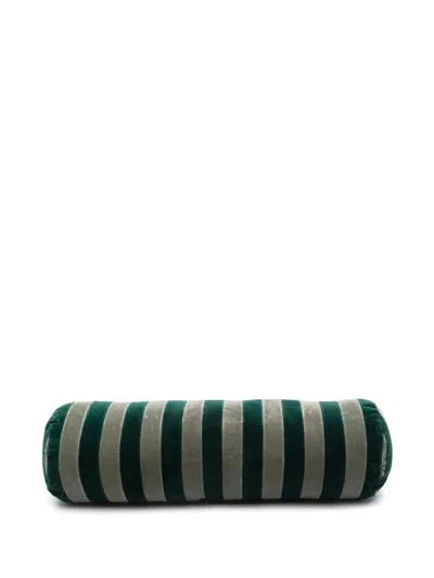 Christina Lundsteen Striped Bolster Cushion (20cm X 60cm) In Green