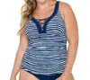 Christina Swimwear Lace V-neck Tankini Top - Plus Size In Chr Navy