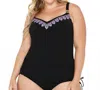 Christina Swimwear Wanderlust Embroidery D-cup Underwire Tankini Top In Chr Black