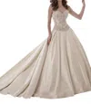 Christina Wu Beaded Strapless Ball Gown Wedding Dress With Sweep Train In Dark Ivory/silver In Multi