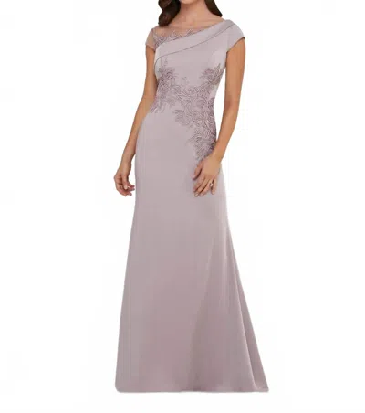 Christina Wu Illusion Neckline Evening Gown In Cappucino In Purple