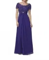 Christina Wu Lace Bodice V-back Dress In Amethyst In Multi