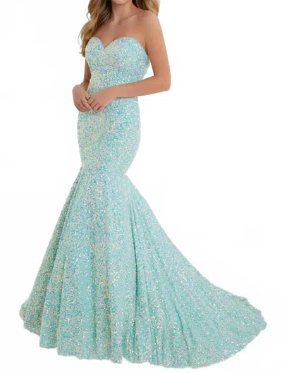 Christina Wu Mermaid Strapless Prom Dress In Aqua