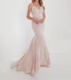 Christina Wu Sequins On Velvet Prom Dress In Pink In Pink