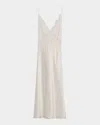 Christine Lingerie Backless Lace & Silk Charmeuse Nightgown In Alabaster / Snow