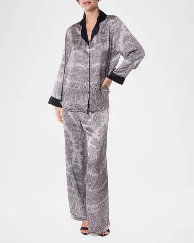 Christine Lingerie Bardot Floral-print Silk Charmeuse Pajama Set In Bardot Print