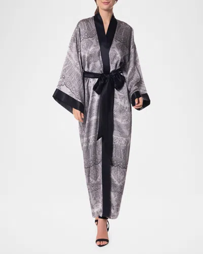 Christine Lingerie Bardot Lace-print Silk Robe In Bardot Print