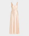 Christine Lingerie Bijoux Lace-inset Silk Gown In Light Pink