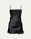 Christine Lingerie Bijoux Lace-trim Silk Chemise In Black