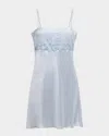 Christine Lingerie Bijoux Lace-trim Silk Chemise In Heavenly Blue