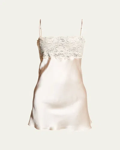 Christine Lingerie Bijoux Lace-trim Silk Chemise In Light Pink