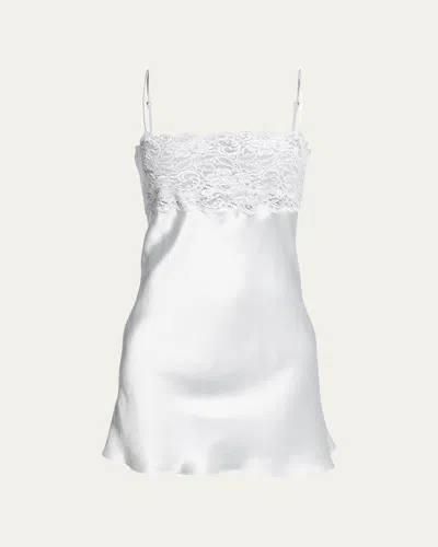 Christine Lingerie Bijoux Lace-trim Silk Chemise In Pearl