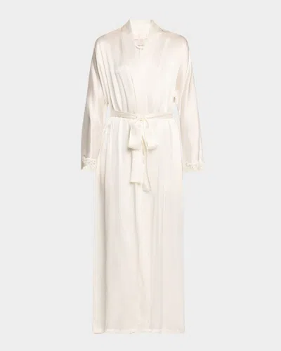 Christine Lingerie Bijoux Long Silk Robe In Pearl