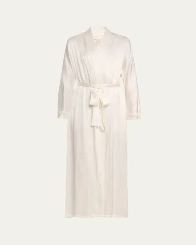 Christine Lingerie Bijoux Long Silk Robe In White