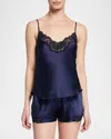 Christine Lingerie Bijoux Short Lace-trim Silk Pajama Set In Navy