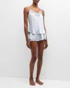 Christine Lingerie Bijoux Short Lace-trim Silk Pajama Set In Powder Blue