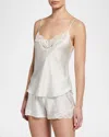 Christine Lingerie Bijoux Short Lace-trim Silk Pajama Set In White