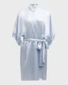 Christine Lingerie Bijoux Short Silk Robe In Blue