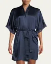 Christine Lingerie Bijoux Short Silk Robe In Blue