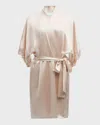 Christine Lingerie Bijoux Short Silk Robe In Light Pink