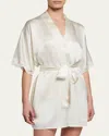 Christine Lingerie Bijoux Short Silk Robe In Neutral