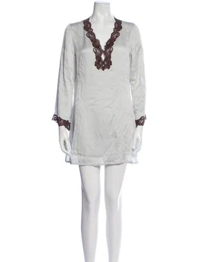 Pre-owned Christine Vancouver Lace Trim Embellishment Pajamas In Blue