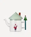 Christmas Santa Claus And  Tree Glass Teapot