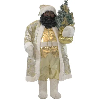 Christmas Time Ct 36" Aa Santa In White/gold Outfit With Xmas Tree (music) In Multi