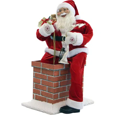 Christmas Time Ct 48" Santa Climbing Out Of Chimney