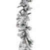 Christmas Time Ct 9' White Pine Snowy Garland, Ww Led Lights, Battery Operated
