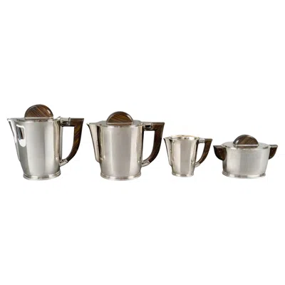 Pre-owned Christofle 1930 Cardeilhac  Art Deco Tea Coffee Set Sterling Silver Rosewood