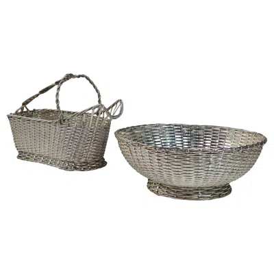 Pre-owned Christofle 1950  Design France Silver Metal Bottle Holder And Bowl