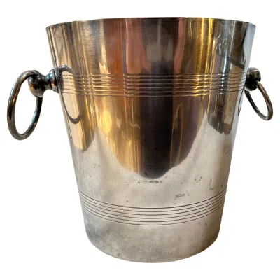 Pre-owned Christofle 1950s Art Deco Silver Plated French Wine Cooler In The Manner Of Luc Lanel In Brown