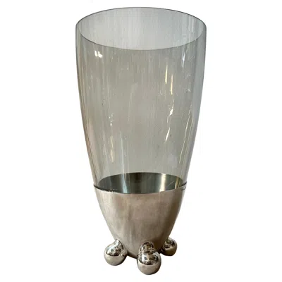 Pre-owned Christofle 1990s Space Age Silver Plated Atomes Vase By Richard Hutten For