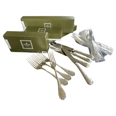 Pre-owned Christofle 20th Century French Marly 110 Pieces Silver Plated Cutlery Set By