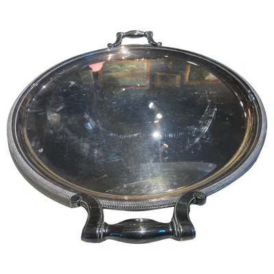 Pre-owned Christofle 20th Century French Silver Plated Serving Tray Gallia By  In Black