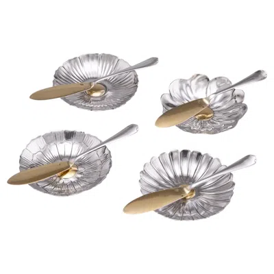Pre-owned Christofle Antique 20thc French Solid Silver Set Of Four Butter Dishes By , Paris