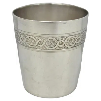 Pre-owned Christofle Antique  French Silver Plated Shot Glass Goblet Cup W/ Wreath Pattern